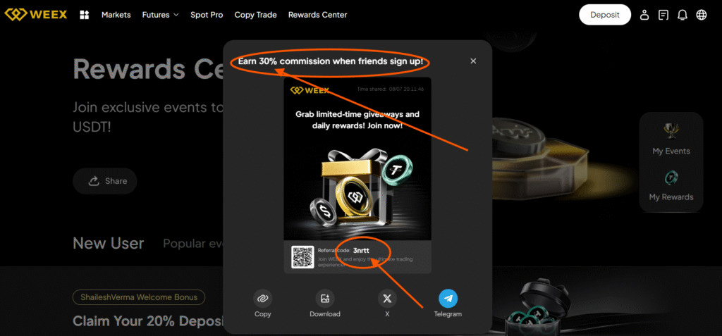 Go to Invite to Earn